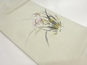 作家物 手織り紬金彩花葉模様名古屋帯